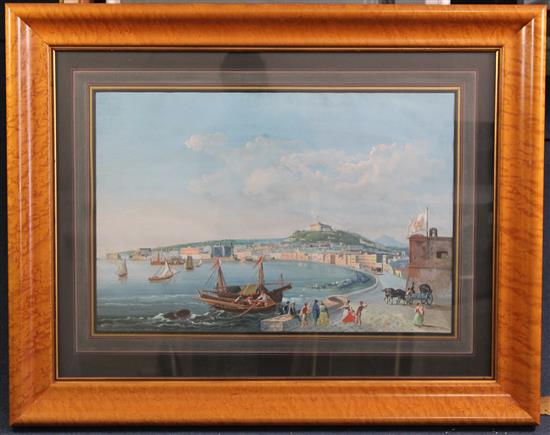 Attributed to Salvatore Candido (act.1823-1869) View of Naples, 16.5 x 24.5in.